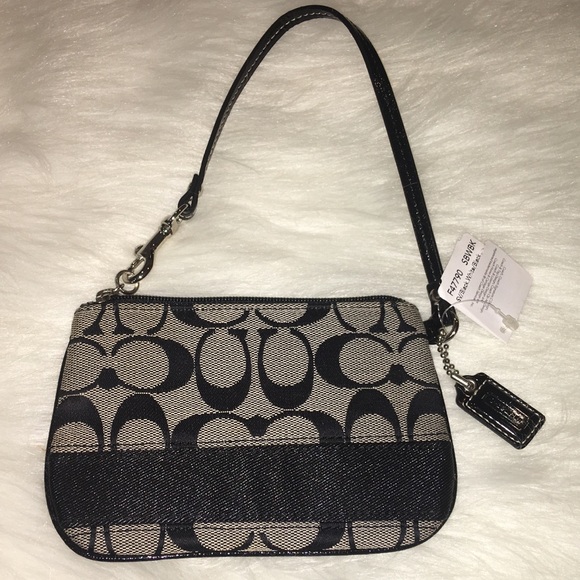 COACH BLACK & GRAY SIGNATURE LOGO WRISTLET - Picture 2 of 6